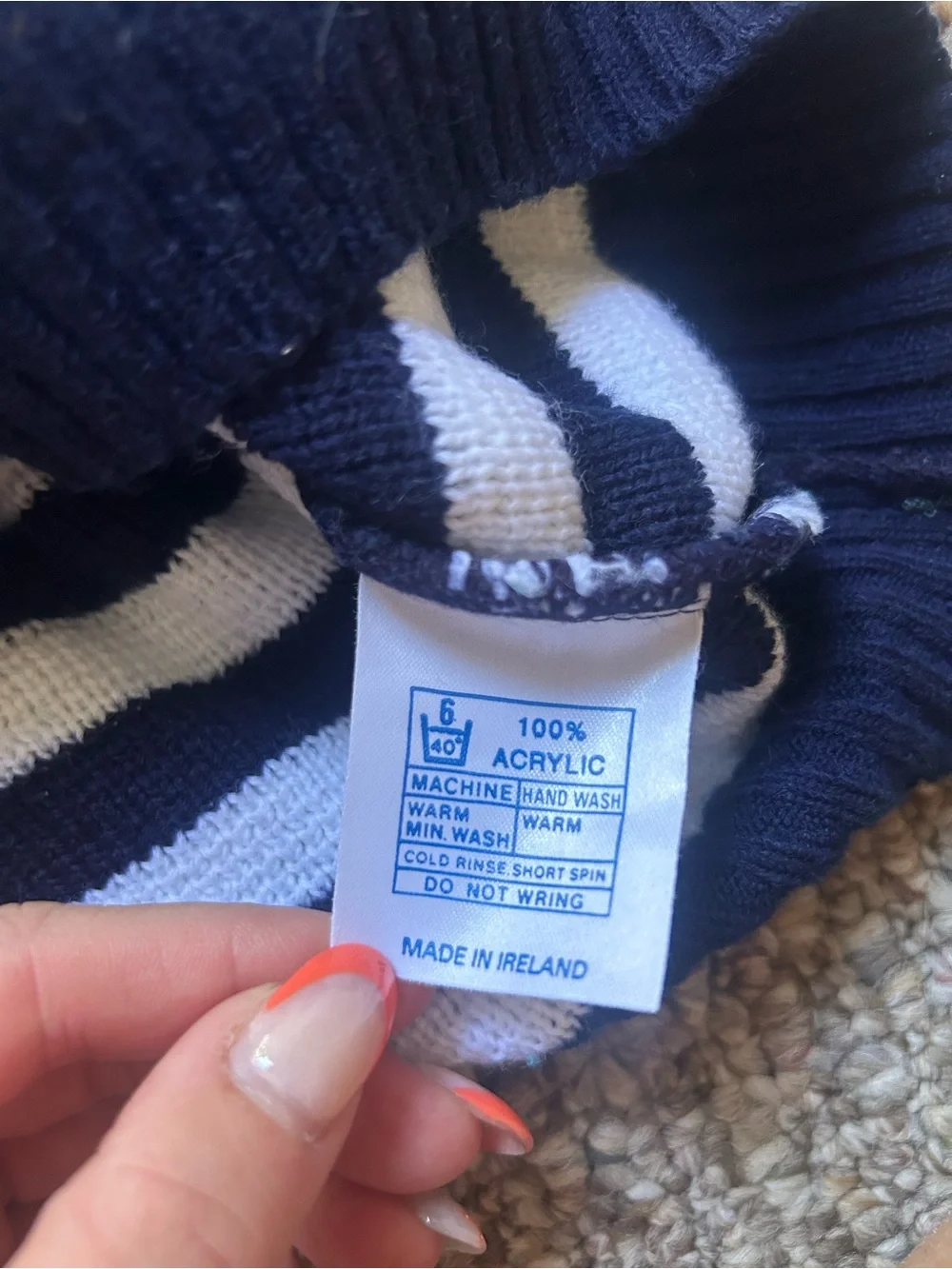 Vintage Kids Swallow Made in Ireland Striped Knit Sweater